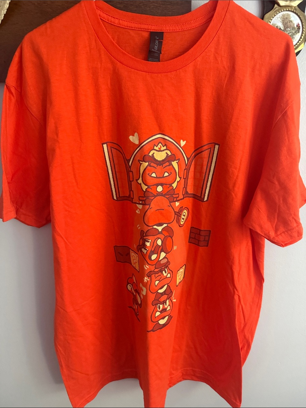 Gildan Orange Kids Super Mario Goomba Stack Short Sleeve Tee